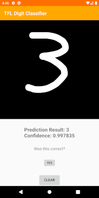 Screenshot of digit classification app