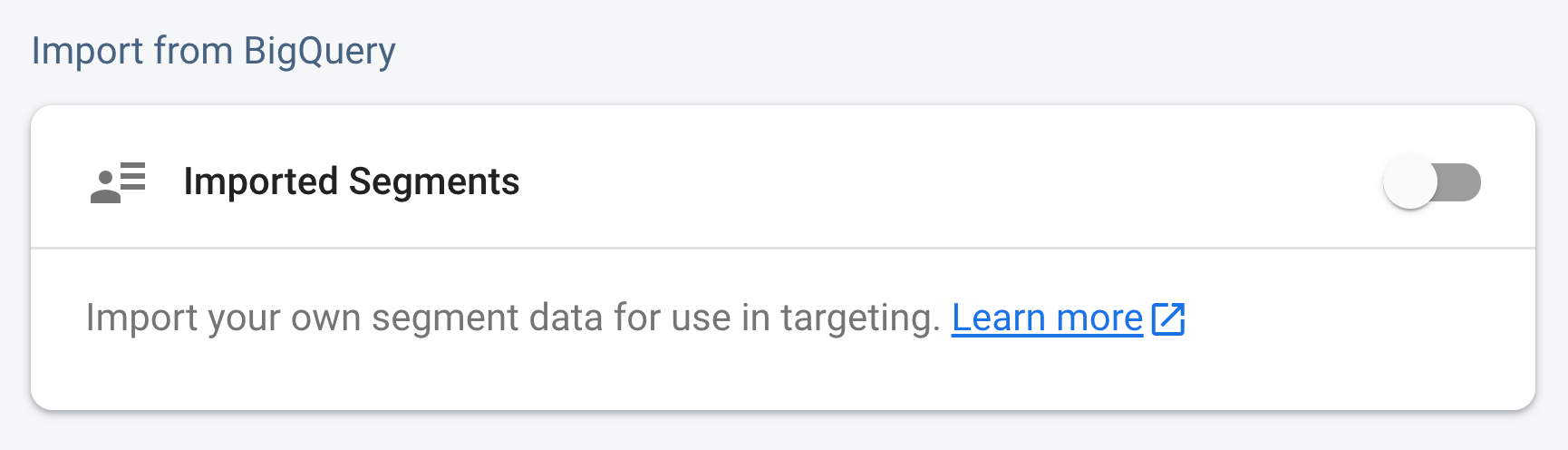 Nút bật/tắt phân khúc được nhập ở trạng thái không hoạt động