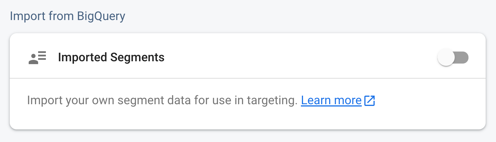 The imported segments toggle in the inactivated state