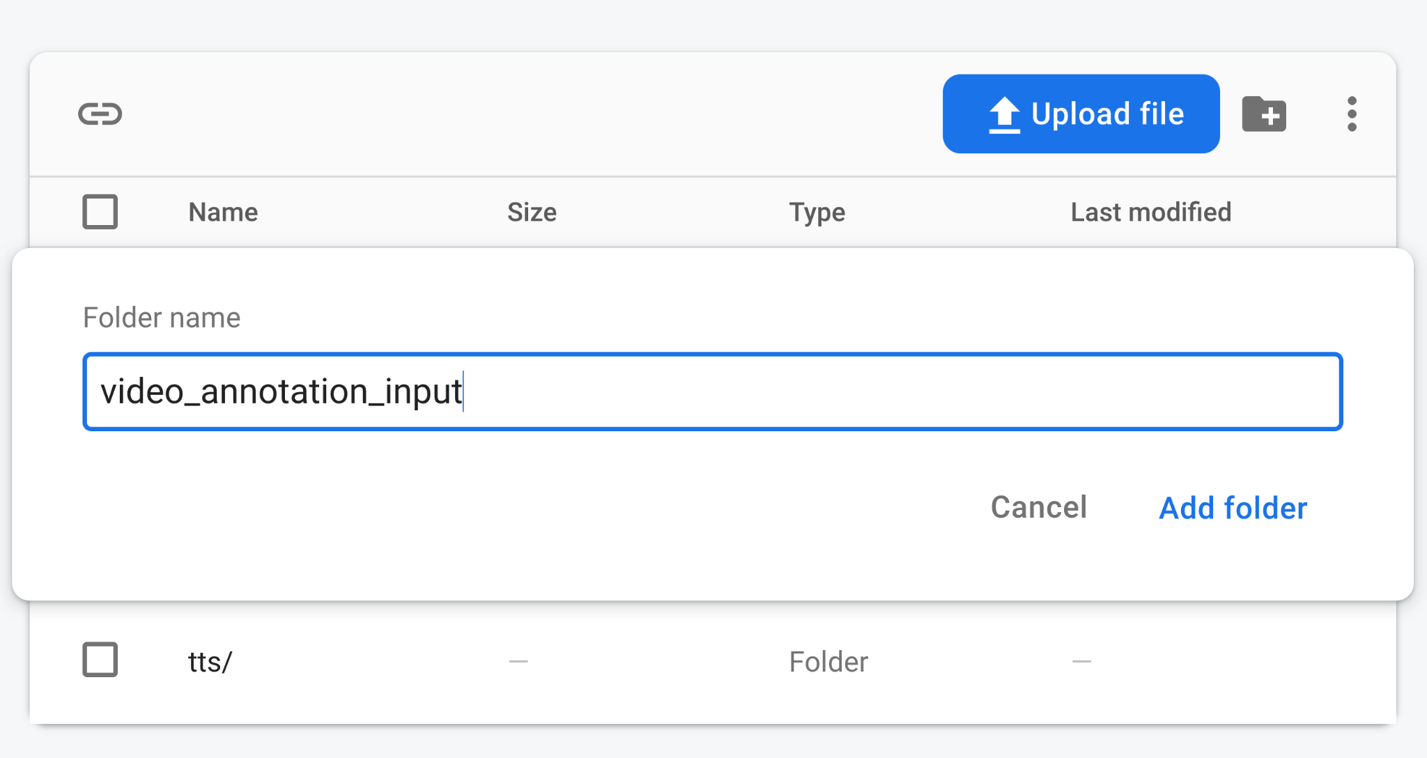 Crear una carpeta en la consola Firebase