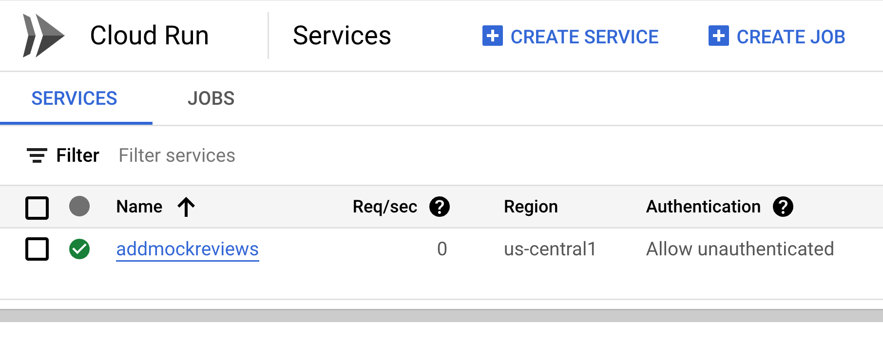 AddMockReviews en la función de Google Cloud