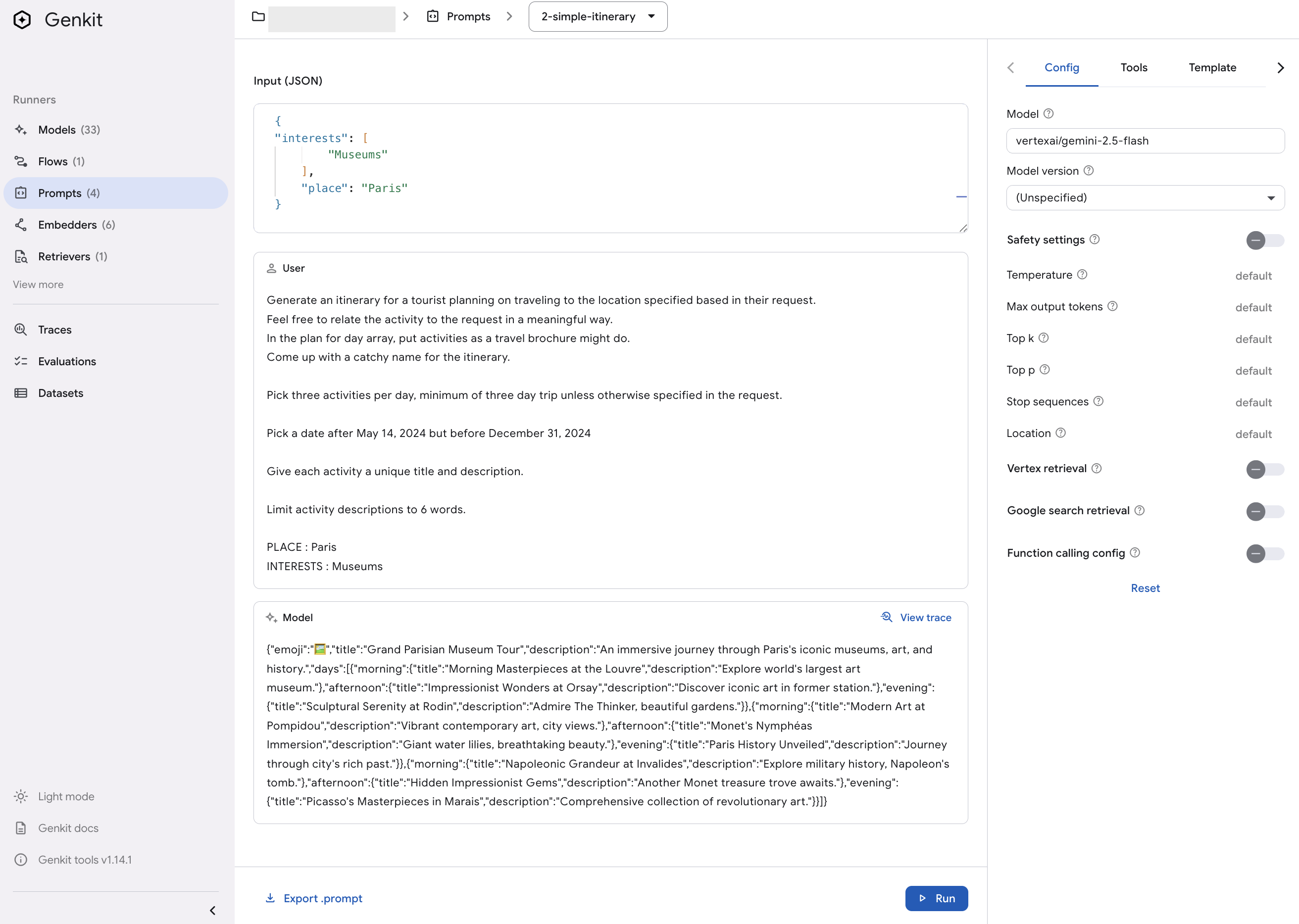 Using Dotprompt to specify the output schema