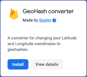 Extensión de Geohash Converter como se muestra en extensions.dev