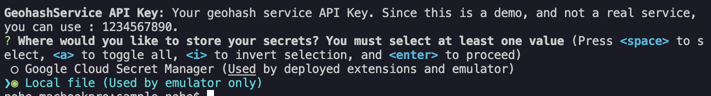 ภาพหน้าจอของกระบวนการติดตั้งส่วนขยายที่แสดงว่าระบบกำลังใช้ไฟล์ในเครื่องสำหรับข้อมูลลับเมื่อติดตั้งส่วนขยายนี้