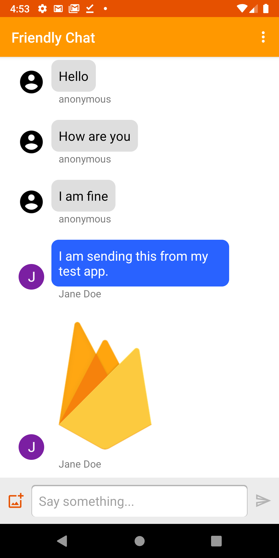 Android chat application using firebase