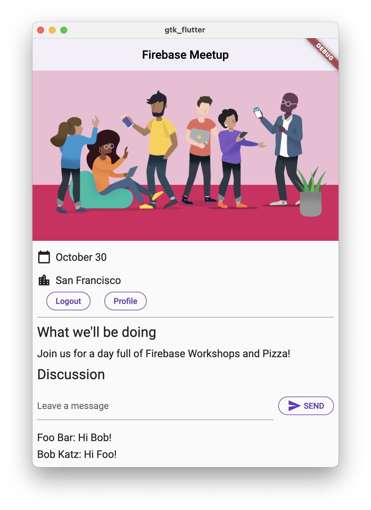Écran d&#39;accueil de l&#39;application sur macOS avec l&#39;intégration du chat