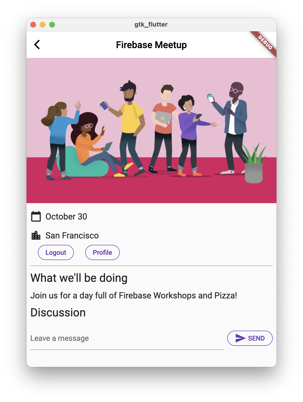 Écran d&#39;accueil de l&#39;application sur macOS avec l&#39;intégration du chat