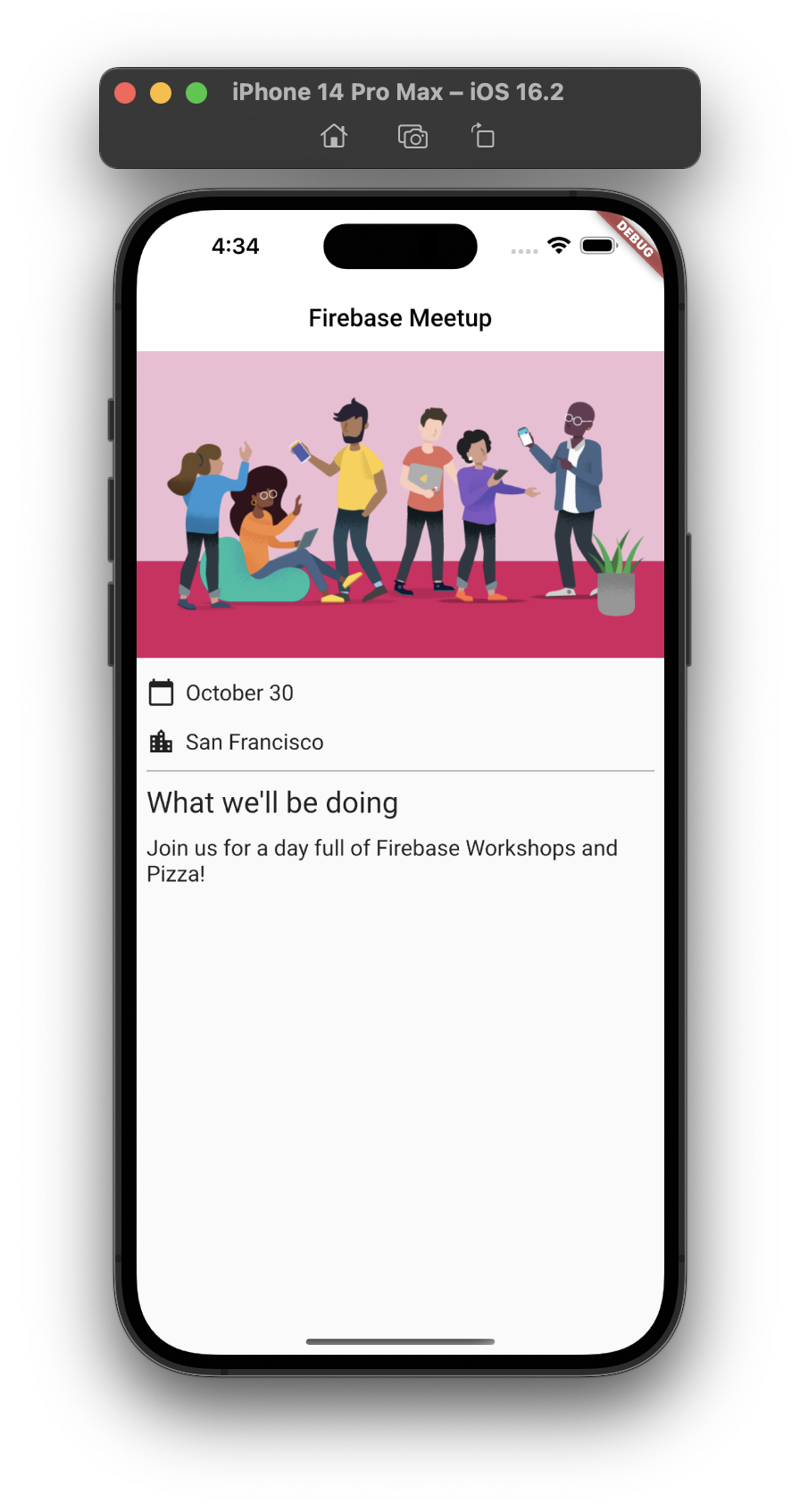 La pantalla de inicio de la aplicación en iOS