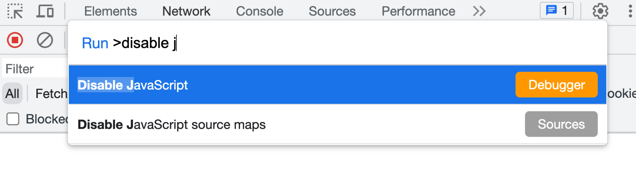 DevTools&#39;da JavaScript&#39;i devre dışı bırakma