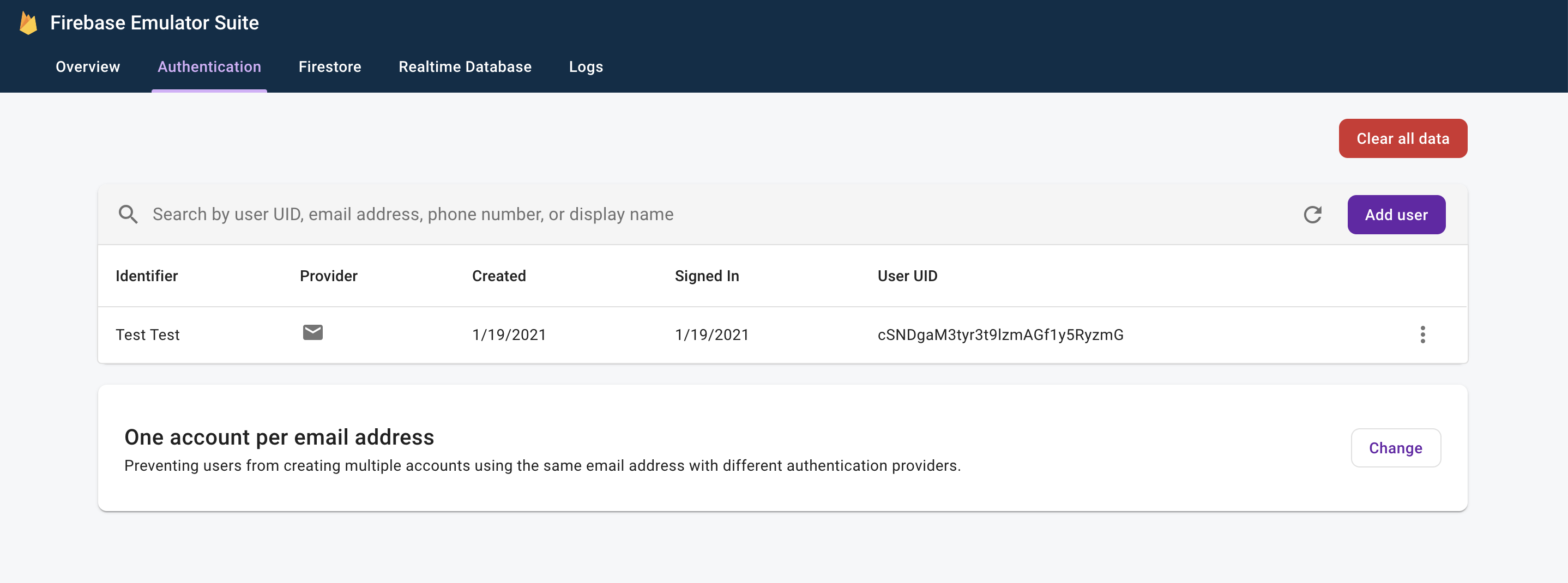 Emulador de Firebase Auth