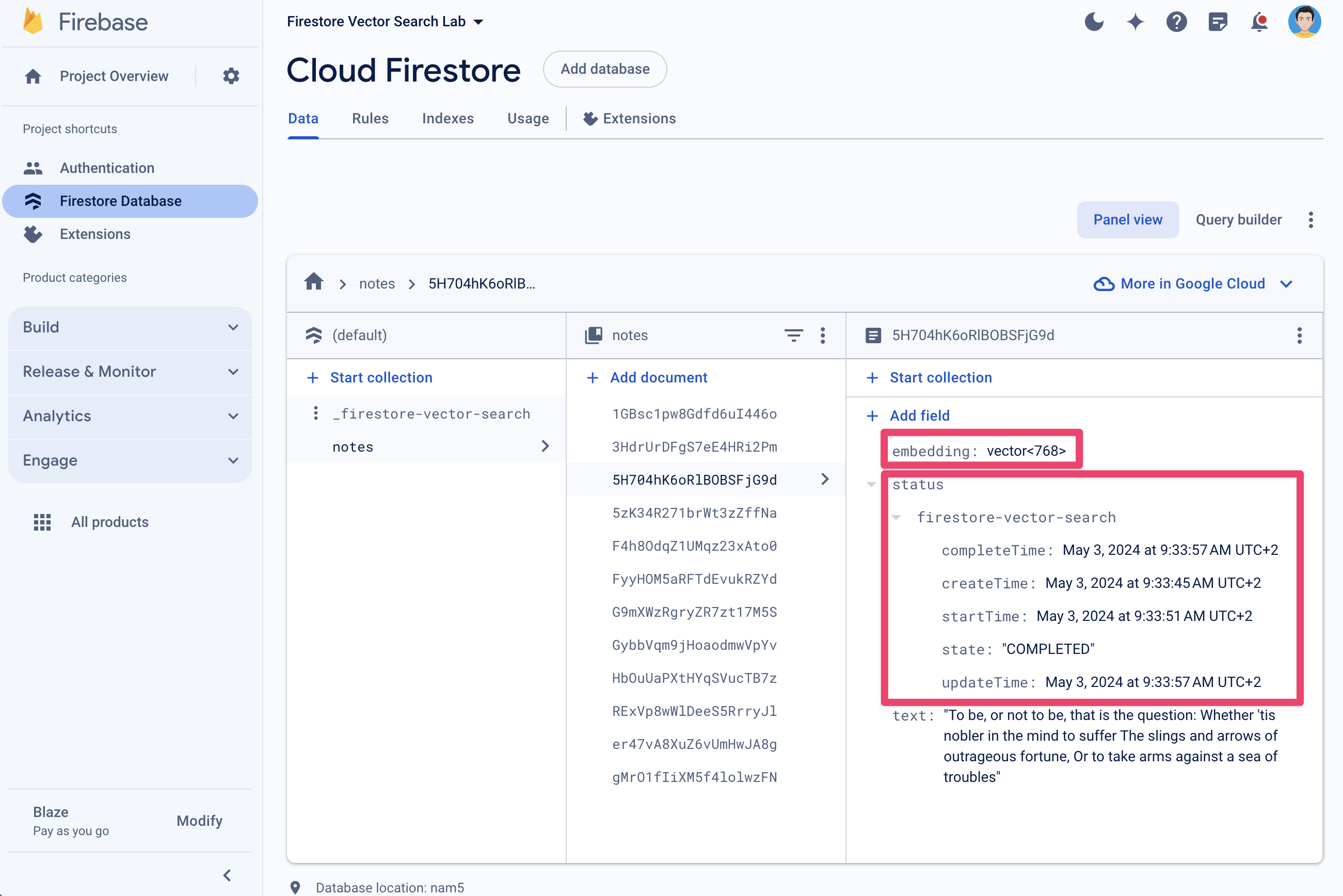 Atualização do status de embeddings de vetores para o novo documento