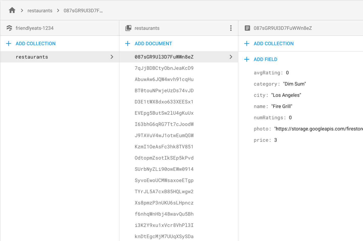 Codelab da Web do Cloud Firestore | Firebase