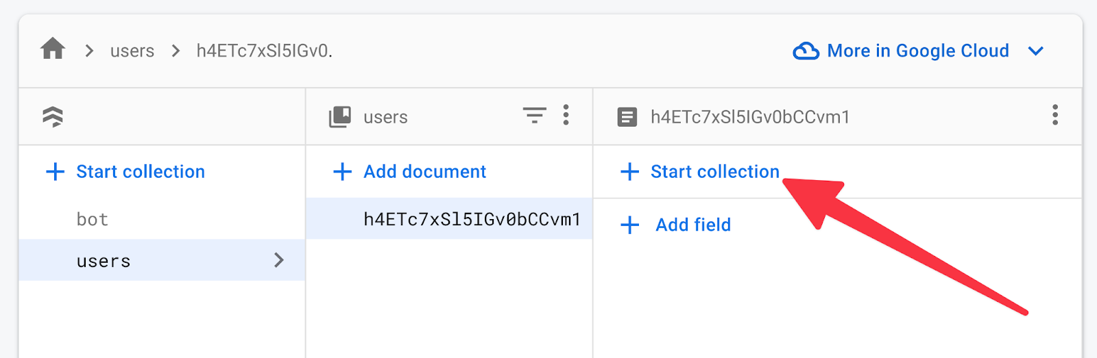 Firestore में नया कलेक्शन शुरू करना