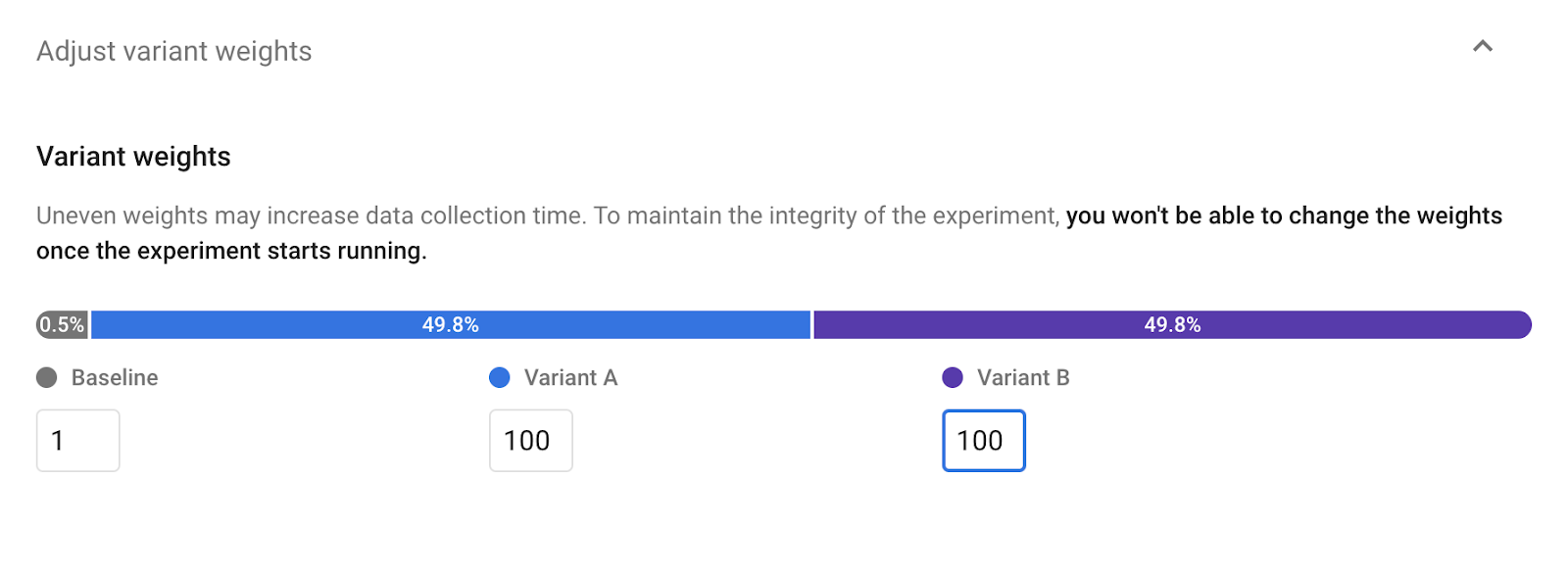 Variant weights configuration\nsection