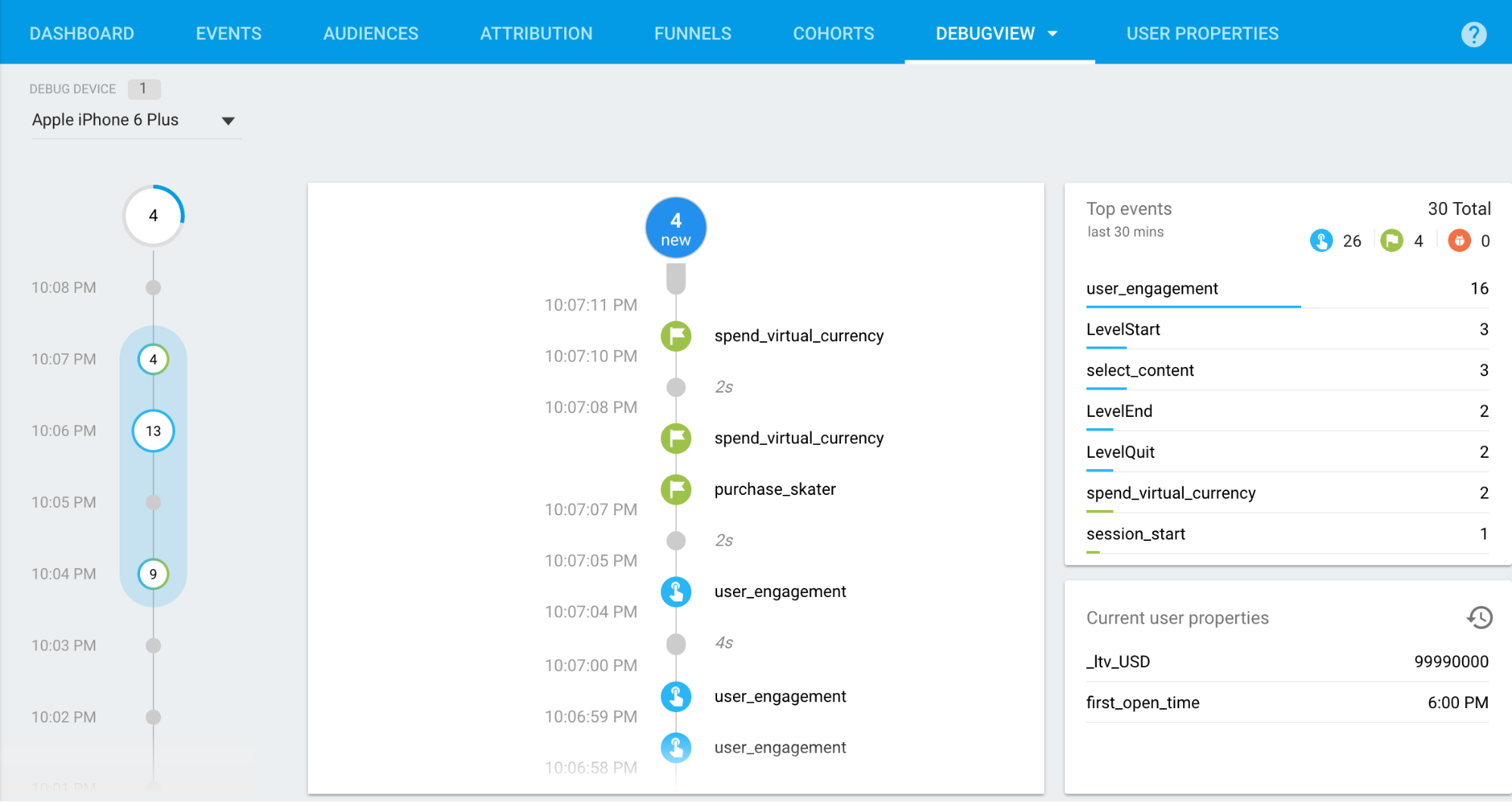 firebase analytics debug view