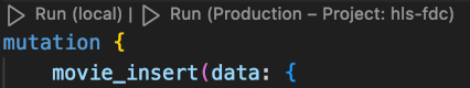 Code Lens-Schaltfläche „Ausführen“ für Firebase Data Connect