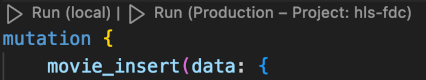Pulsante Esegui CodeLens per Firebase Data Connect