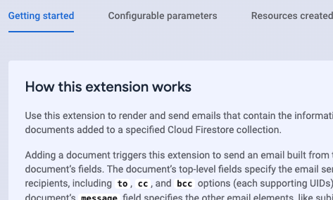 Immagine del contenuto preinstallato nella console Firebase