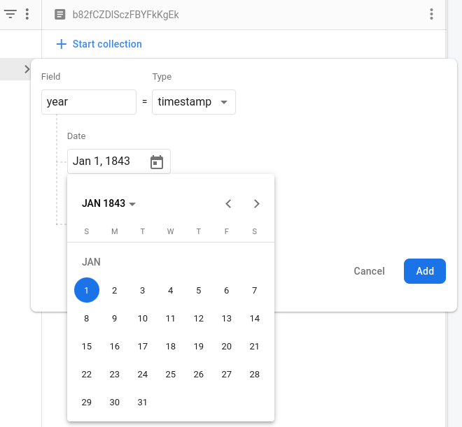 Armazenando datas em um documento do Firestore