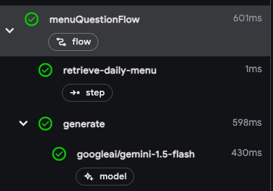 Captura de tela de uma etapa definida explicitamente no Trace Inspector