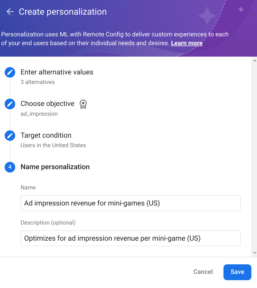 আপনার ব্যক্তিগতকরণের নাম দিন Name your personalization