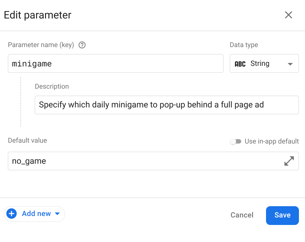 Remote Config-Parameter hinzufügen