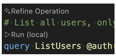 Przycisk Generuj w CodeLens dla Firebase SQL Connect