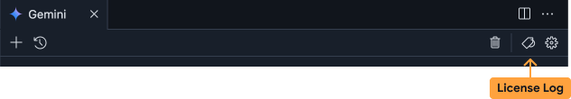 チャット ヘッダーバーにあるライセンスログのアイコン