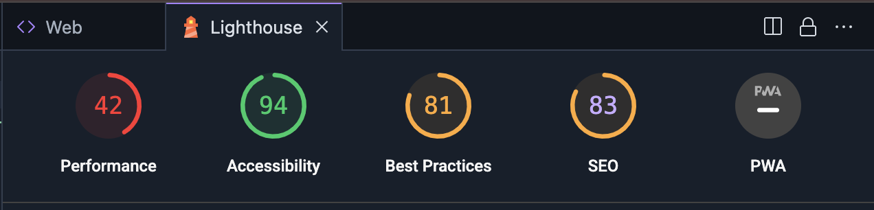 Firebase Studio में Lighthouse पैनल की इमेज