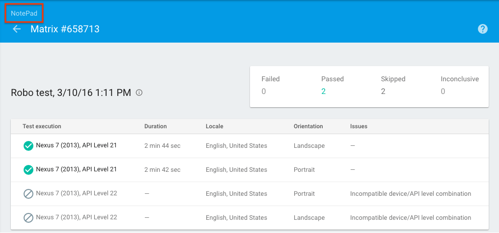 Matrixergebnisse testen