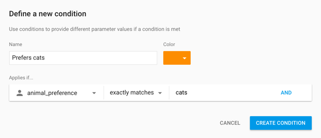 Una condición de Remote Config nueva