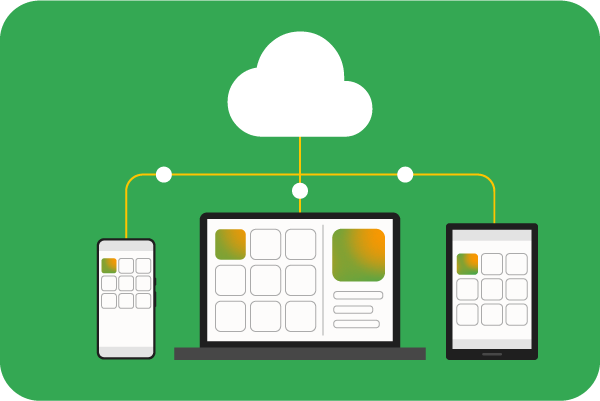 Ilustração de dispositivos móveis e laptops