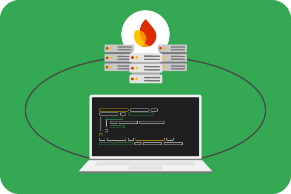 Illustration of servers and laptop