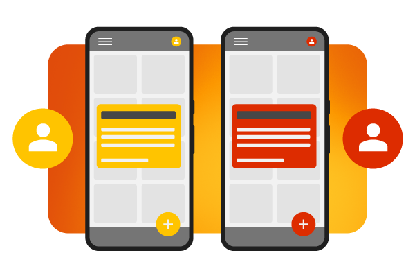 Dos mensajes desde la app con distintos estilos