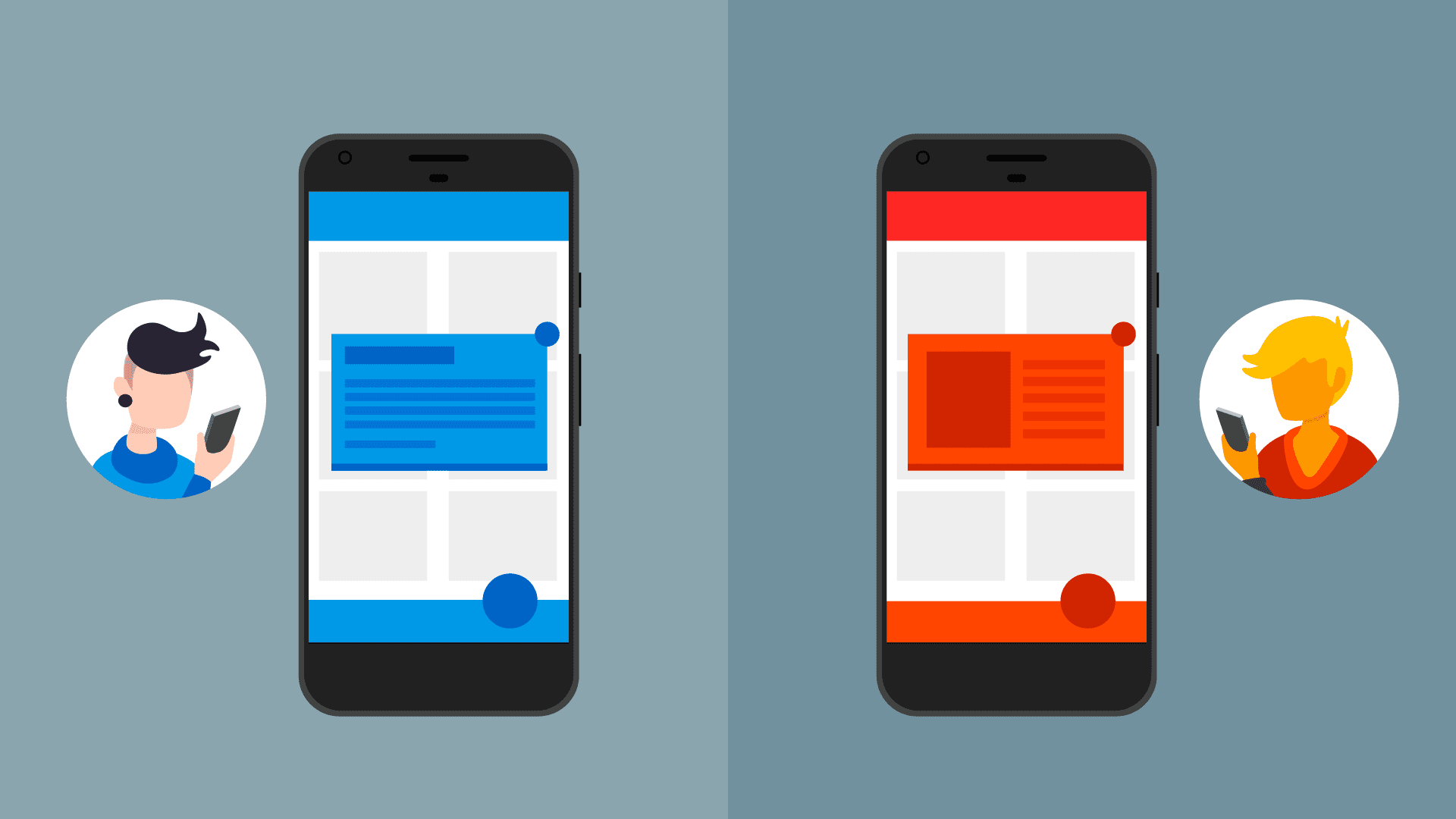 Dua pesan dalam aplikasi dengan gaya berbeda