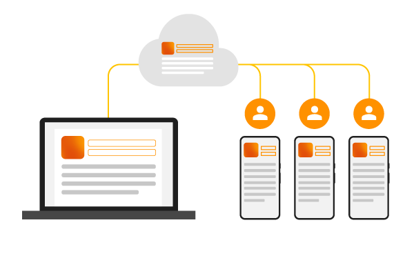 Illustration of syncing cloud data with clients