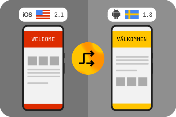 Dois smartphones em dois idiomas diferentes