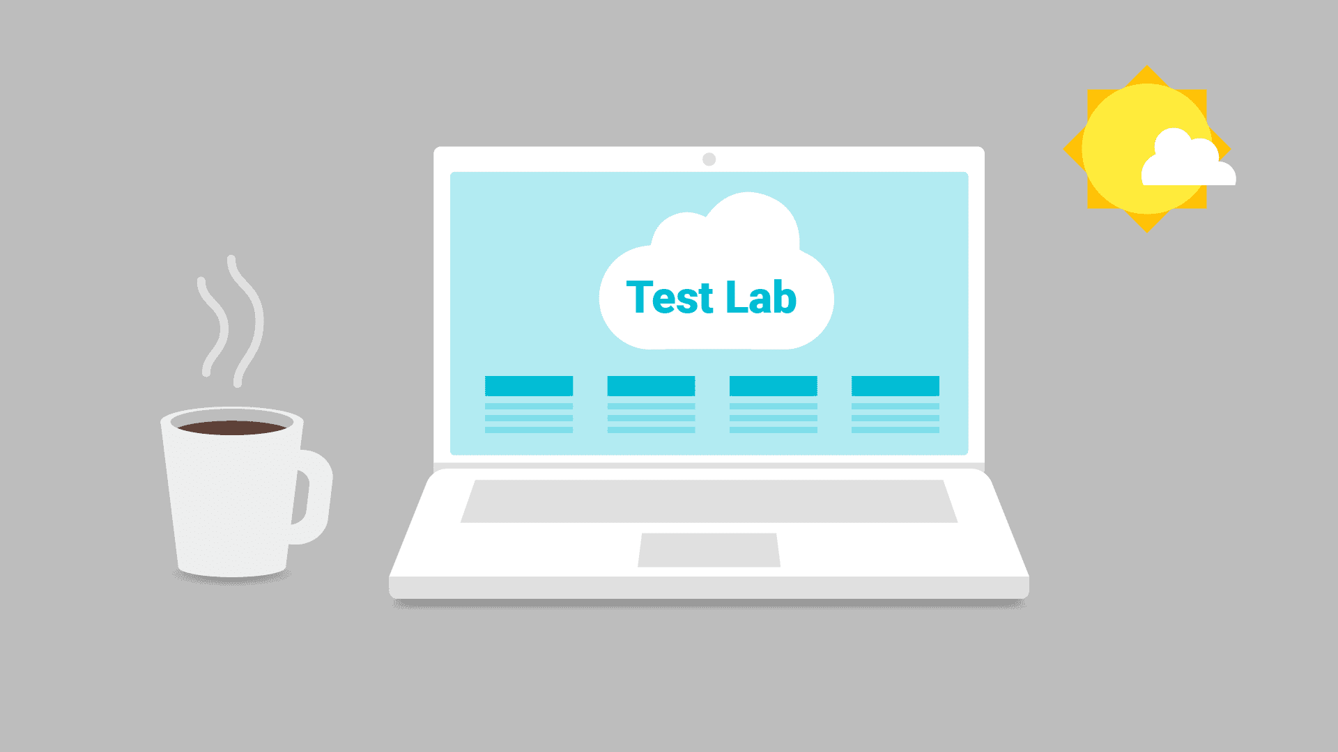 Laptop yang menampilkan Test Lab pada layarnya